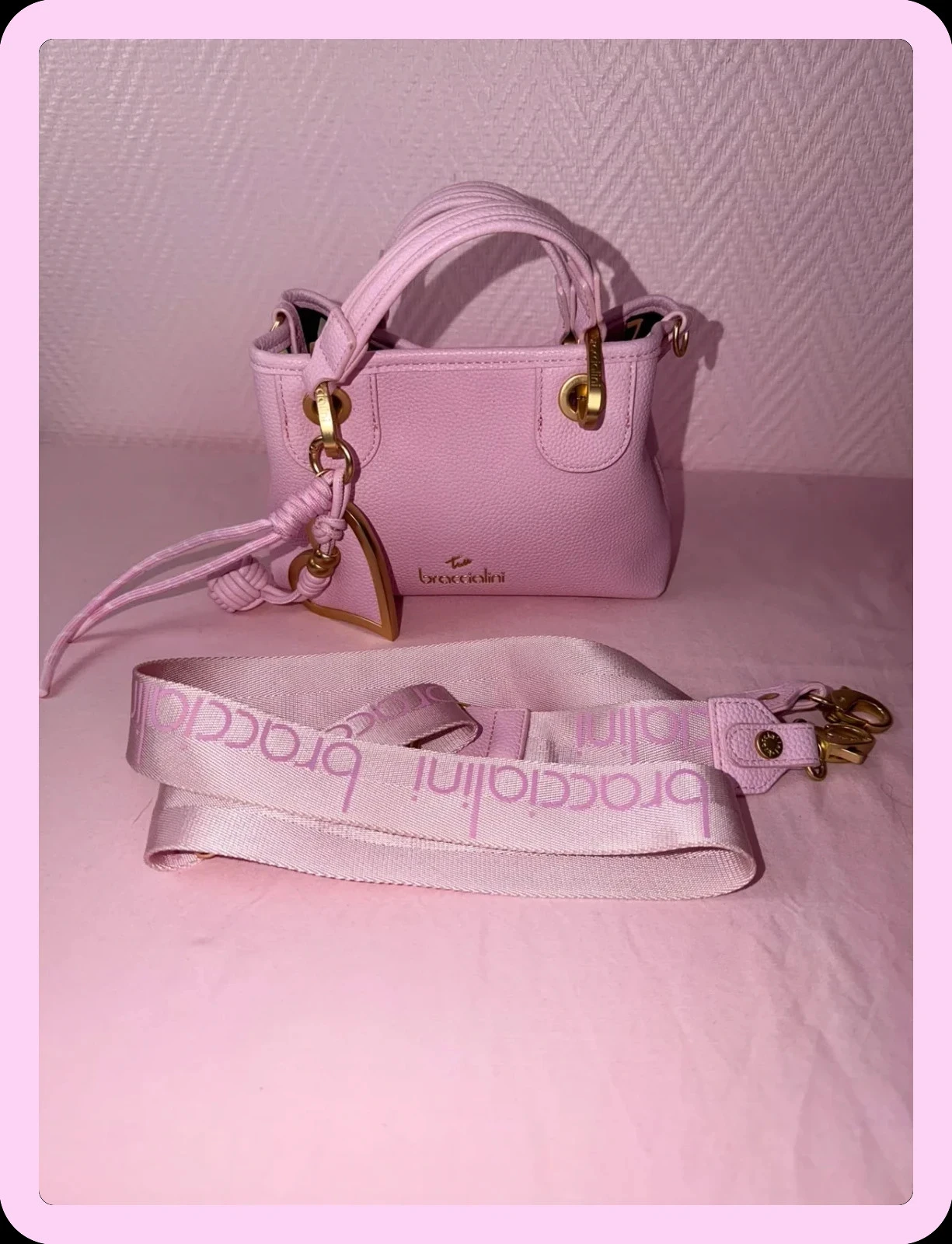 Bolsa feminina Braccialini rosa nunca usada – photo 2